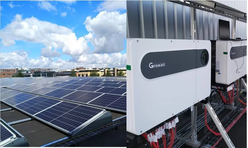 Commercial rooftop application example for a grid-tied inverter