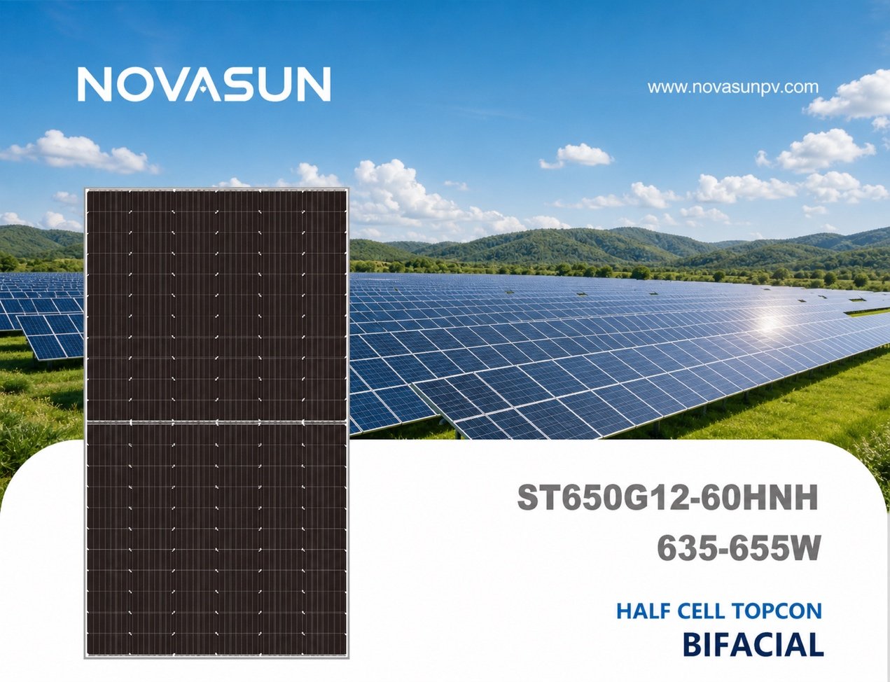 NOVASUN ST650G12-60HNH 635-655W bifacial solar panel overview