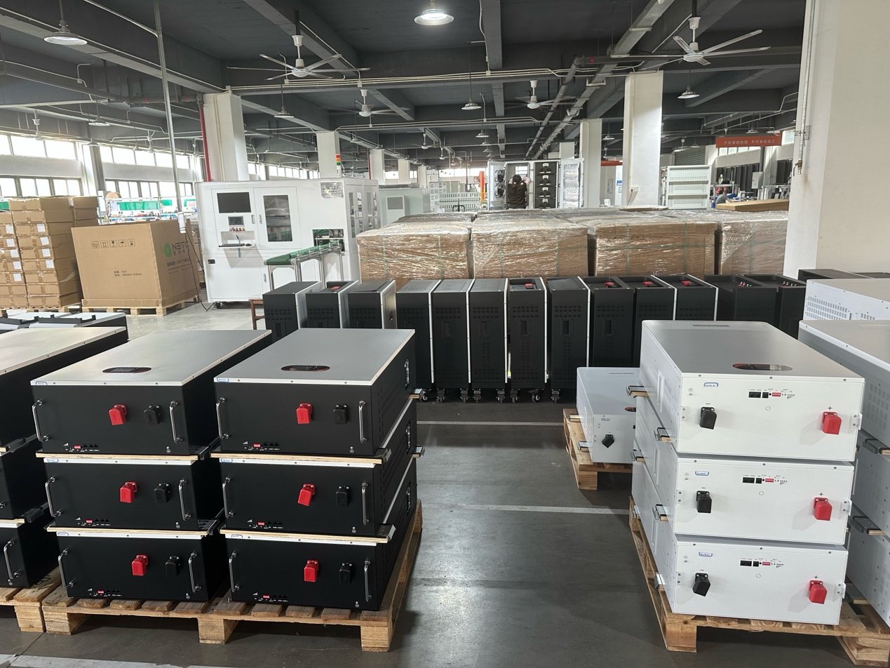 Wall-mounted LiFePO4 batteries prepared for project delivery